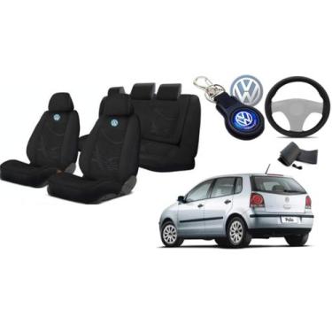 Imagem de Kit de Luxo: Capas de Tecido Polo 2001-2010 + Volante + Chaveiro VW - 