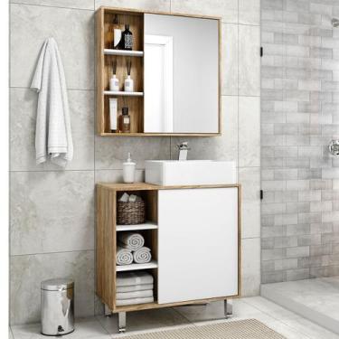 Imagem de Armário de Banheiro 80 Cm 2 Portas com Cuba Cartagena/Branco 001131 - 