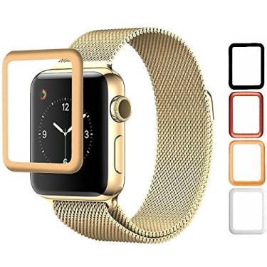 Imagem de Josi Minea Apple Watch [38 mm] Película de vidro temperado 3D com cobertura de borda a borda antirriscos balístico LCD HD protetor de tela premium para Apple Watch – 38 mm [ouro]