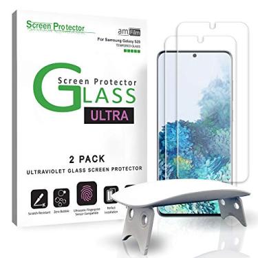 Imagem de Protetor de tela de vidro Ultra da amFilm para Galaxy S20, aplicação em gel UV (2 unidades), vidro temperado, compatível com scanner de impressões digitais UltraSonic para Galaxy S20 (2020)
