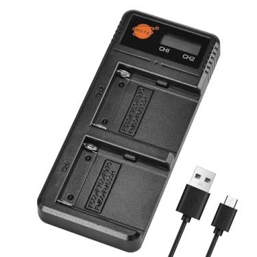 Imagem de DSTE Carregador de bateria LCD duplo rápido compatível com NP-F550 NP-F570 NP-F530 NP-F770 NP-F750 NP-F970 NP-F960 NP-FM50 NP-FM500H como NP-FM30 NP-FM51 NP-QM50 NP-QM51 NP-FM551 Bateria H