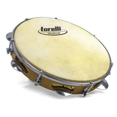 Imagem de Pandeiro Torelli 10&quot; Injetado Natural Pele Animal