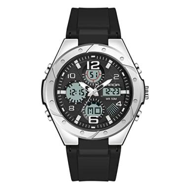 Imagem de RORIOS Relógio feminino digital à prova d'água, relógio esportivo de quartzo com alarme, temporizador multifuncional, relógios de pulso para mulheres, Preto, prata, C, Women, Digital