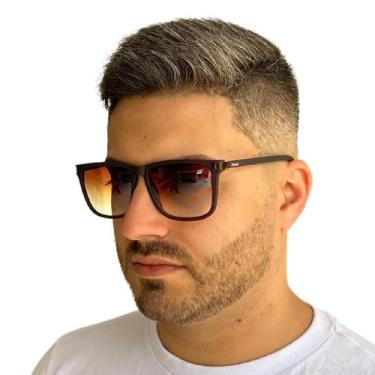 Imagem de Óculos De Sol Masculino Quadrado Original Finoti Uv400 Verão, Marrom d