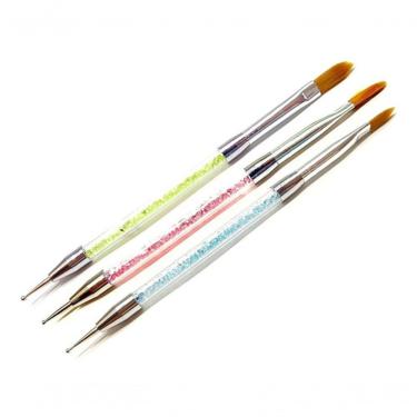 Imagem de Kit 3 Pincel Boleador Cabo Cristal Nail Art Acrigel