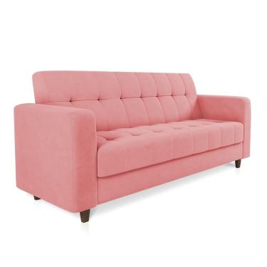 Imagem de Sofá 03 Lugares Arezzo Suede Pés Chanfrado Tabaco - D'rossi Cor Rose