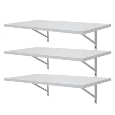 Imagem de Kit 3 Prateleiras 50 X 25cm Branca Com Mão Francesa