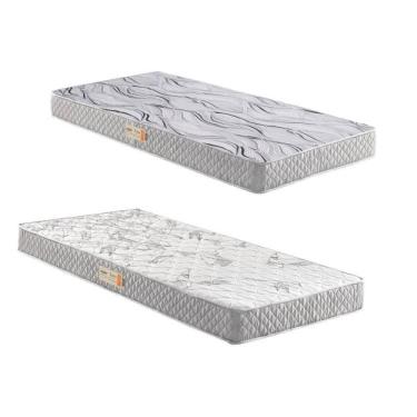 Imagem de Kit 2 Colchões Solteiro Ecoline D-20 78X188X12 E D-23 88X188X14 Ecoflex Cinza