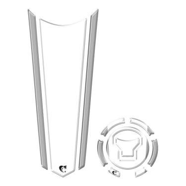 Imagem de Adesivo Faixa Gravata Tanque E Bocal Moto Resinado Variados Cinza2