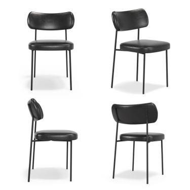 Imagem de Kit 4 Cadeiras Para Sala De Jantar Mona Espresso Móveis Preto 734/preto