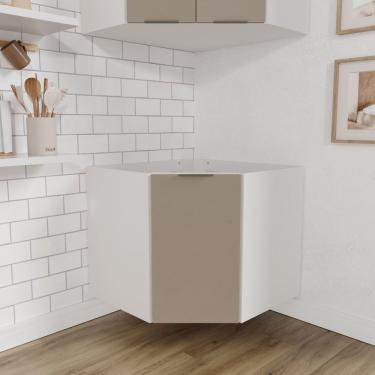 Imagem de Balcão Canto Oblíquo Sem Tampo Sem Rodapé Puxador 150cm Ipanema Cabecasa Madeiramadeira Fendi Trama/branco