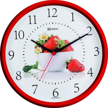Imagem de Relógio De Parede Herweg Cozinha Morangos 6693 Vermelho