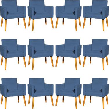 Imagem de Kit 12 Poltronas Decorativa Para Sala Nina Suede Cores Pé Palito 30cm Castanho - Suede