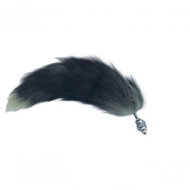 Imagem de Plug Anal 3 Cm Com Rabo Raposa Preto 37cm - Lovetoys - Prata