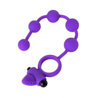 Imagem de Anel Peniano Com Bolinhas Anais E Cápsula Vibratória Roxo - Posedon Dibe - Roxo