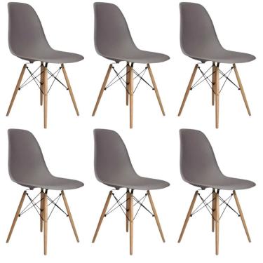 Imagem de Conjunto 6 Cadeiras Para Sala De Jantar Eames Eiffel Dkr Cinza