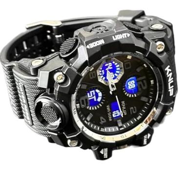 Imagem de Relógio Masculino Militar Esportivo Digital e Analógico Shock LED à Prova D’Água com Alarme e Cronômetro – Pulseira Preta