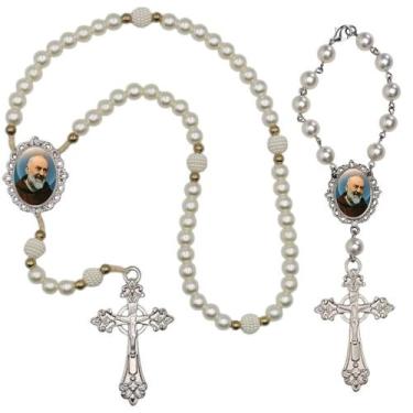 Imagem de Terco de Oraçao de Luxo com Terco de Carro Padre Pio Qualidade Resinad