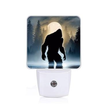 Imagem de GANTINIR Luz Noturna Engraçada De Pé Grande Sasquatch, Lâmpada Led Branca Com Encaixe Para Lua E Floresta, Luminária Mesa Decorativa Eficiência Energética Quarto, Corredor, Escadas Banheiro