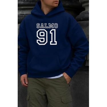 Imagem de Moletom Masculino Feminino Salmo Lançamento Methodic, Azul marinho, P,