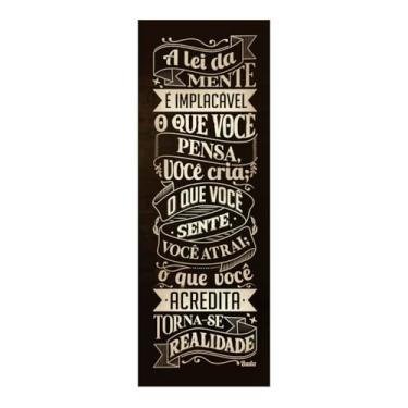 Imagem de Placa Decorativa Vertical 50x18 Frase Buda A Lei da Mente é Implacável