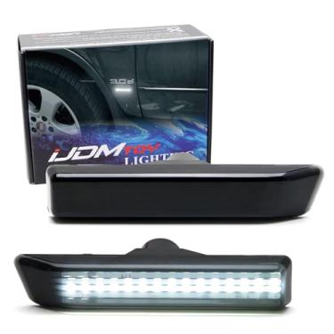 Imagem de iJDMTOY Lente fumê 20-SMD Xenon branco LED dianteiro conjunto de luz marcador lateral compatível com BMW E36 série 3, E53 X5, substitui lâmpadas laterais incandescentes OEM