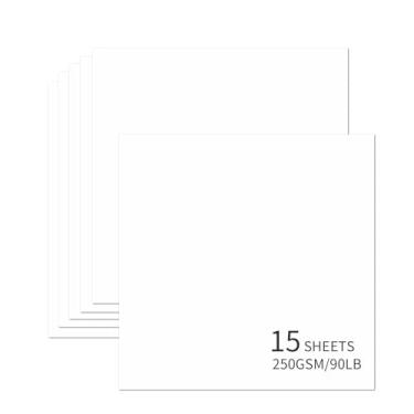 Imagem de 15 folhas de cartolina branca 30,5 x 30,5 cm, 250 gsm/40,8 kg, cartolina grossa e lisa, perfeita para fazer cartões, álbuns de recortes e artesanato