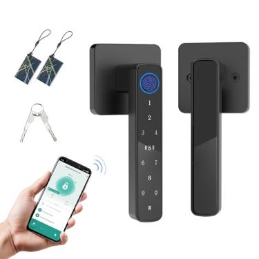 Imagem de Fechadura de porta com impressão digital - maçaneta de porta inteligente, fechadura biométrica, com aplicativo/código/chave de reserva/impressão digital/cartão IC, maçaneta inteligente fechadura de