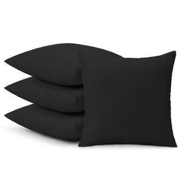 Imagem de Japanese Futon Set Kit 4 Decorative Pillows 45x45 Soft Comfortable Almofadas Para Home Decor Living Room Bedroom(PRETO LISO SOLID COLORS)