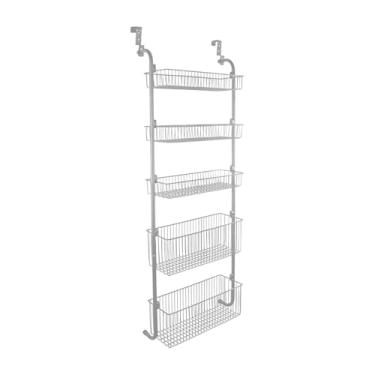 Imagem de WeiLaiKeQi Prateleira para temperos sobre a porta, cesto suspenso de vários níveis, prateleira suspensa para quarto, armário, cozinha, viveiro, vegetais, Branco