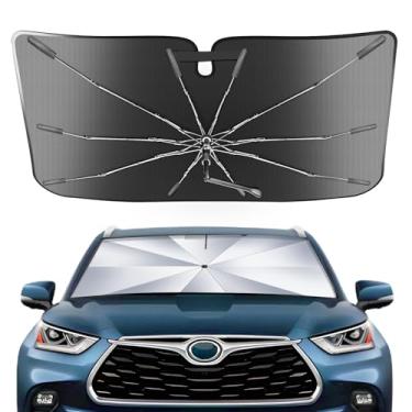Imagem de Guarda-sol portátil para para-brisas personalizado adequado para Toyota Highlander 2020-2025, 2 em 1 cristal de gelo durável guarda-chuva compacto sombra UPF50+ UV proteção contra isolamento térmico