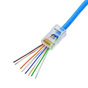 Imagem de Refil C/ 100 unidades de Conector p/ cabo de rede Ez-rj45 Vazado Cat5e