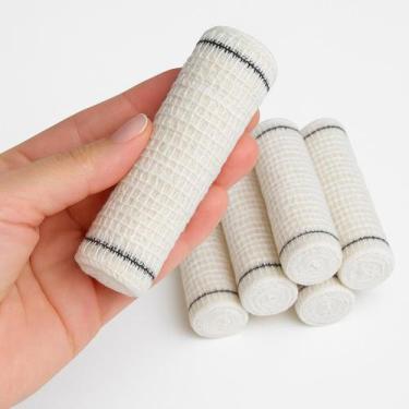 Imagem de Kit 12un Faixa Curativo Atadura Crepe Algodão 13 Fios Alta Qualidade A