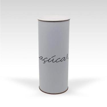 Imagem de Lata Para Armazenar Açucar Branca Cursiva Mantimento 1 Kilo - Renva De