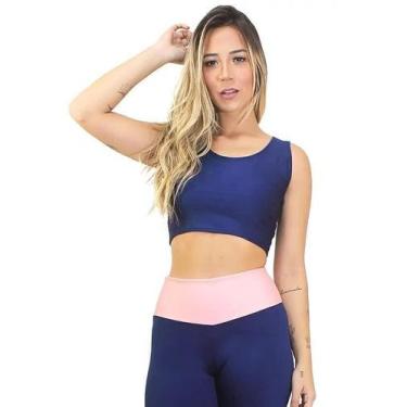 Imagem de Cropped Feminino Fitness com alcinha básico - RACY MODAS, GG, Azul