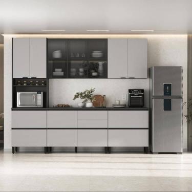 Imagem de Cozinha Completa Itatiaia Lumina 270cm em Madeira MDF Grafite/Fendi