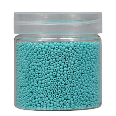 Imagem de Bala&Fillic Contas de sementes quase uniformes de tamanho redondo de 2 mm 10.000 peças/110 gramas em caixa 12/0 contas de vidro pequenas verde-turquesa para fazer joias, brincos, pulseiras, colar