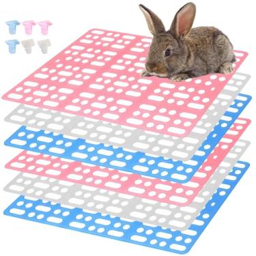 Imagem de GKYZBB 6 peças de tapetes de gaiola de coelho, tapete para piso de arame, gaiolas de plástico para pés de coelho, cercadinho de brinquedo para coelhos, chinchilas, porquinhos-da-índia e outros animais