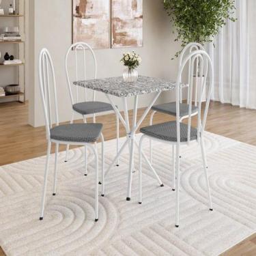 Imagem de Conjunto sala de Jantar Mesa Quadrada 70cm Tampo Granito com 4 Cadeira