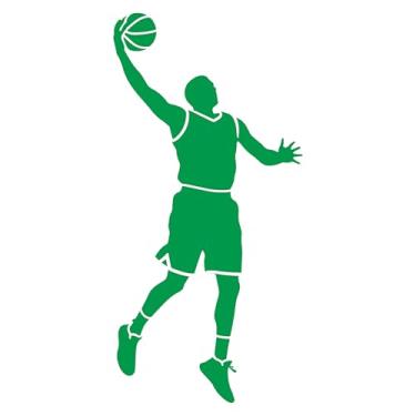 Imagem de Adesivo Jogador de Basquete Ideal para notebook carro portas vidros Paredes Quarto Infantil vários tamanhos (VERDE, 15x30,9cm)