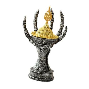 Imagem de WeiLaiKeQi Queimador de Incenso Porta-Incenso Presente de Aniversário Esqueleto Artesanal Decoração de Mesa Incensário para Sala de Estar Sala de Jantar, Preto Prateado