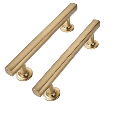 Imagem de CABDM 3 polegadas (76 mm) pacote com 2 alças de liga de zinco champanhe brozne, puxador de armário simples moderno, alça de guarda-roupa, penteadeira, puxador de ferragens para móveis