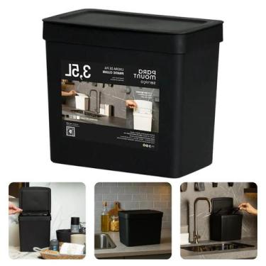 Imagem de Lixeira Pia Cozinha Retangular 3,5l Esconde Sacolinha Abertura Manual 