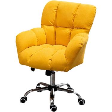 Imagem de Cadeira De Mesa Giratória Cadeira De Escritório Ergonômica, Cadeira Giratória Com Suporte Lombar, Cadeira De Computador De Encosto Médio Com Assento Acolchoado Respirável, Yellow