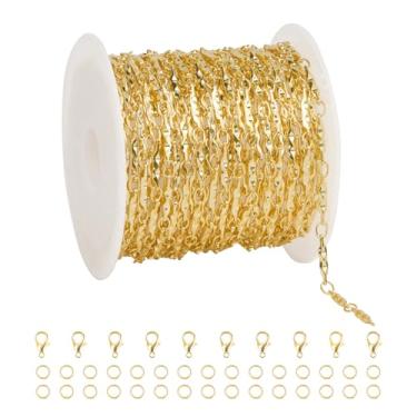 Imagem de YOUBEIYEE Correntes banhadas a ouro 18 K de 16,4 metros para fazer joias brilhantes com elos em bastão e acessórios para joias