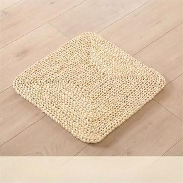 Imagem de 1 almofada futon de palha feita à mão, almofada de chão de ioga quadrada tatami almofada de assento confortável para decoração de casa (01,50 cm))