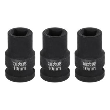 Imagem de HARFINGTON 3 peças soquete quadrado de 4 pontos 1/5.1 cm Drive 10 mm soquete de impacto quadrado métrico CR-V Blackening luva de roda padrão ferramenta de manga pneumática para reparo de automóveis