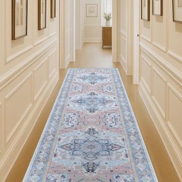 Imagem de Tapete de área lavável. Casa de fazenda moderna. Vintage. Turco. Boêmio. Atirado. Oriental. Tradicional. Tapetes para sala de estar. Jantar. Quarto. Escritório. Entrada. Foyer. (861NT, 2'5 x 9'8)