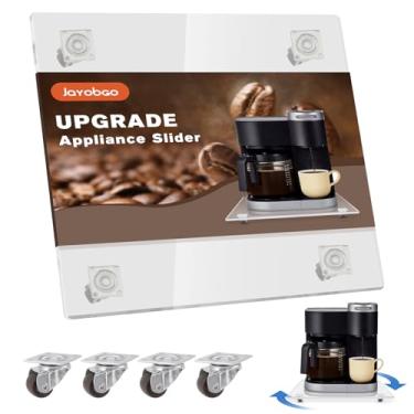 Imagem de Bandeja deslizante de acrílico para cafeteira deslizante de 360° sob a cafeteira para bancada, bandeja rolante com rodas de borracha para fritadeira Breville Ninja (grande 35 x 33 cm), transparente