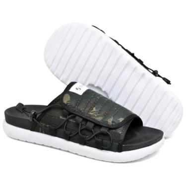 Imagem de Chinelo Slide Masculino com Solado Branco Confortável, Estiloso e Antiderrapante (Camuflado, BR, Adulto, Numérico, 41)